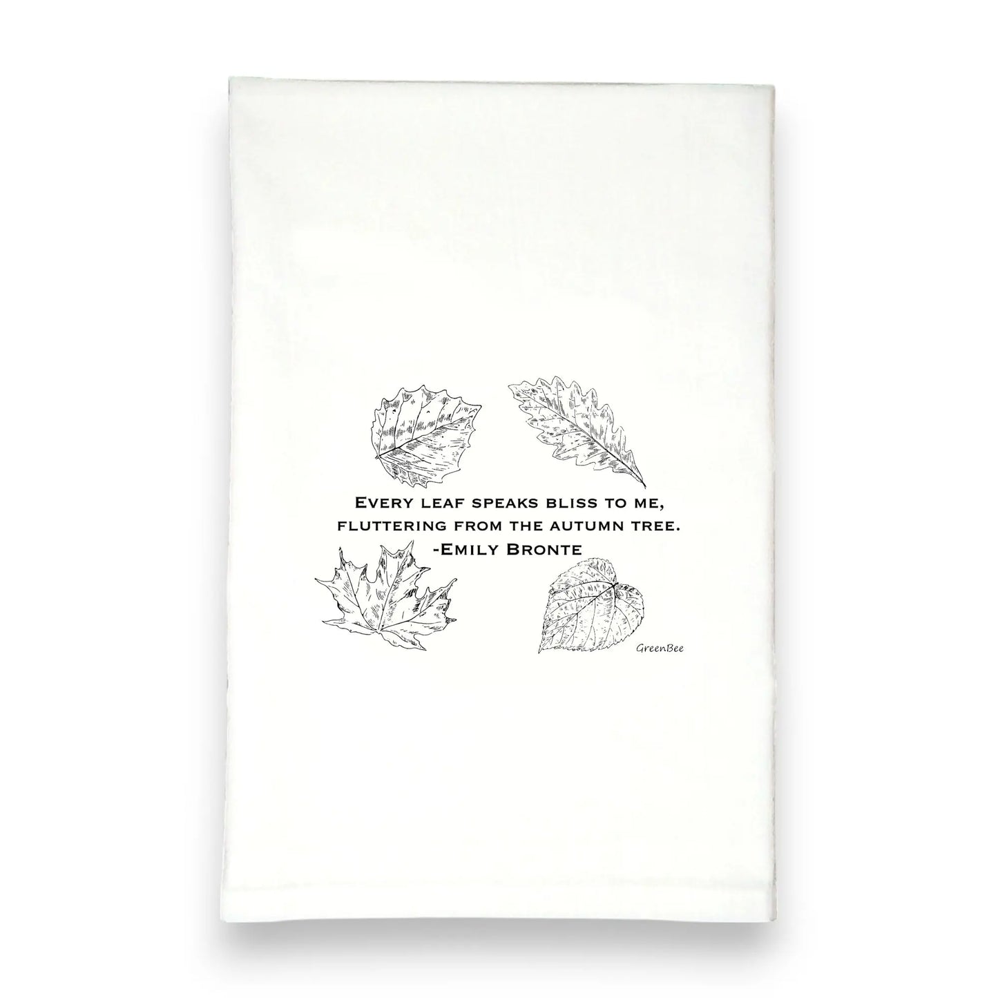 Fall Leaves Tea Towel | Autumn Green Bee Tea Towels Green Bee Tea Towels