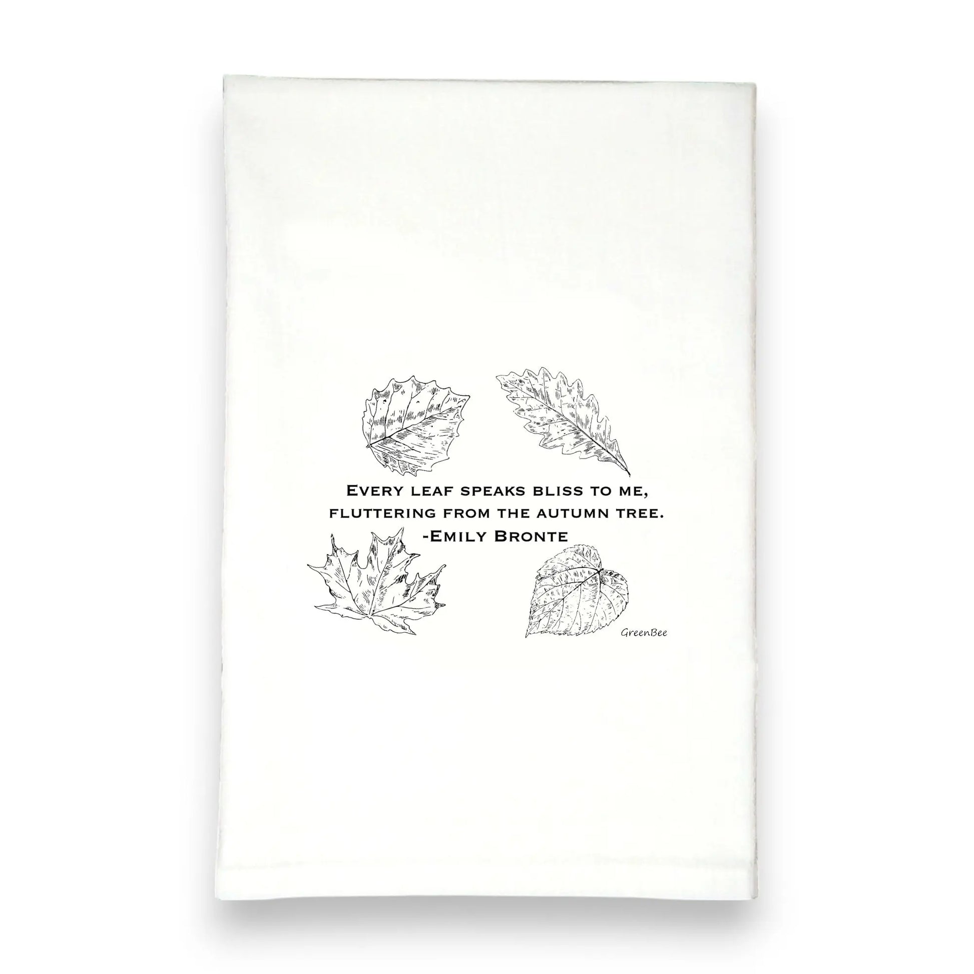 Fall Leaves Tea Towel | Autumn Green Bee Tea Towels Green Bee Tea Towels