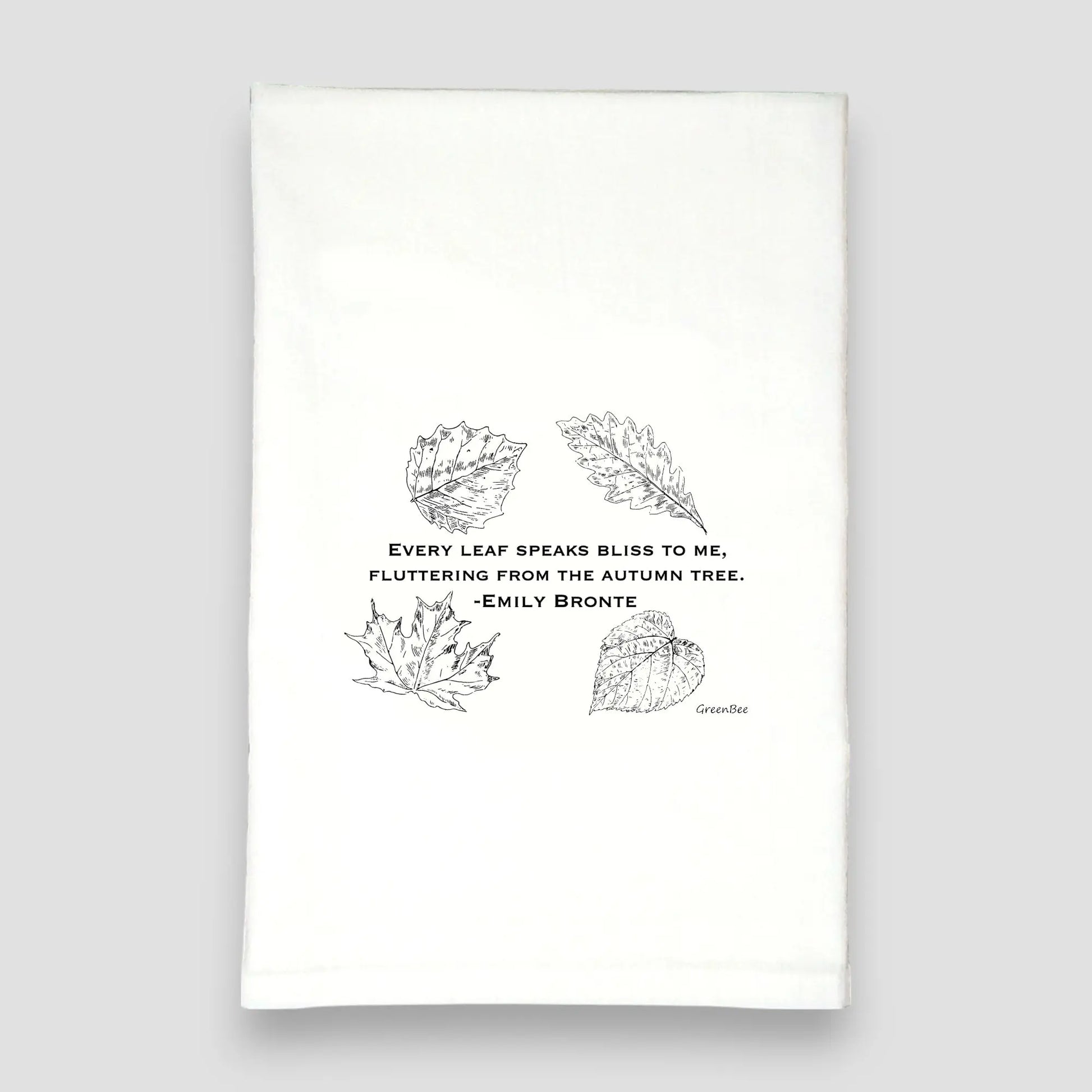 Fall Leaves Tea Towel | Autumn Green Bee Tea Towels Green Bee Tea Towels