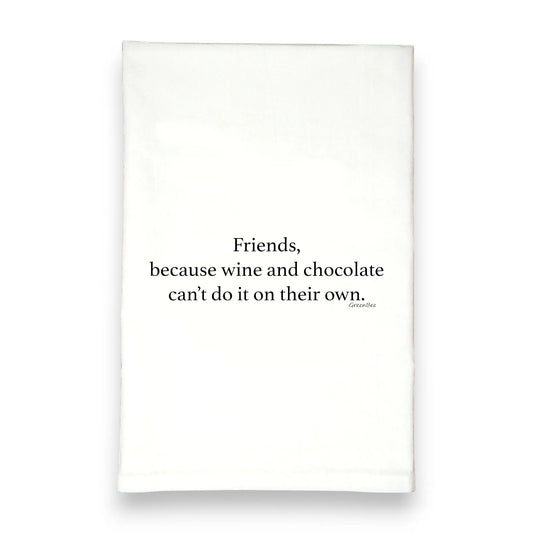 Friends Wine Chocolate Kitchen Towel | Funny Tea Towel | Cotton Dish Towel Gift Green Bee Tea Towels