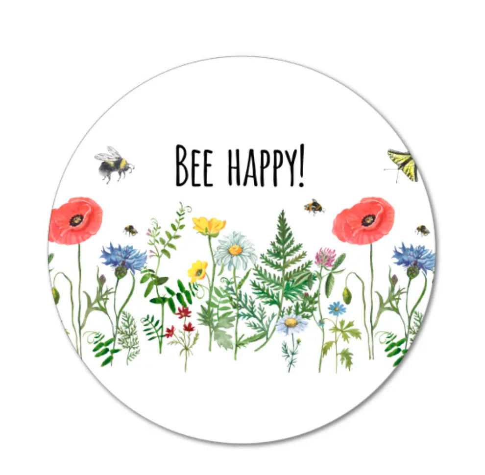 Bee Happy Floral Coasters Set of 4 Green Bee Tea Towels