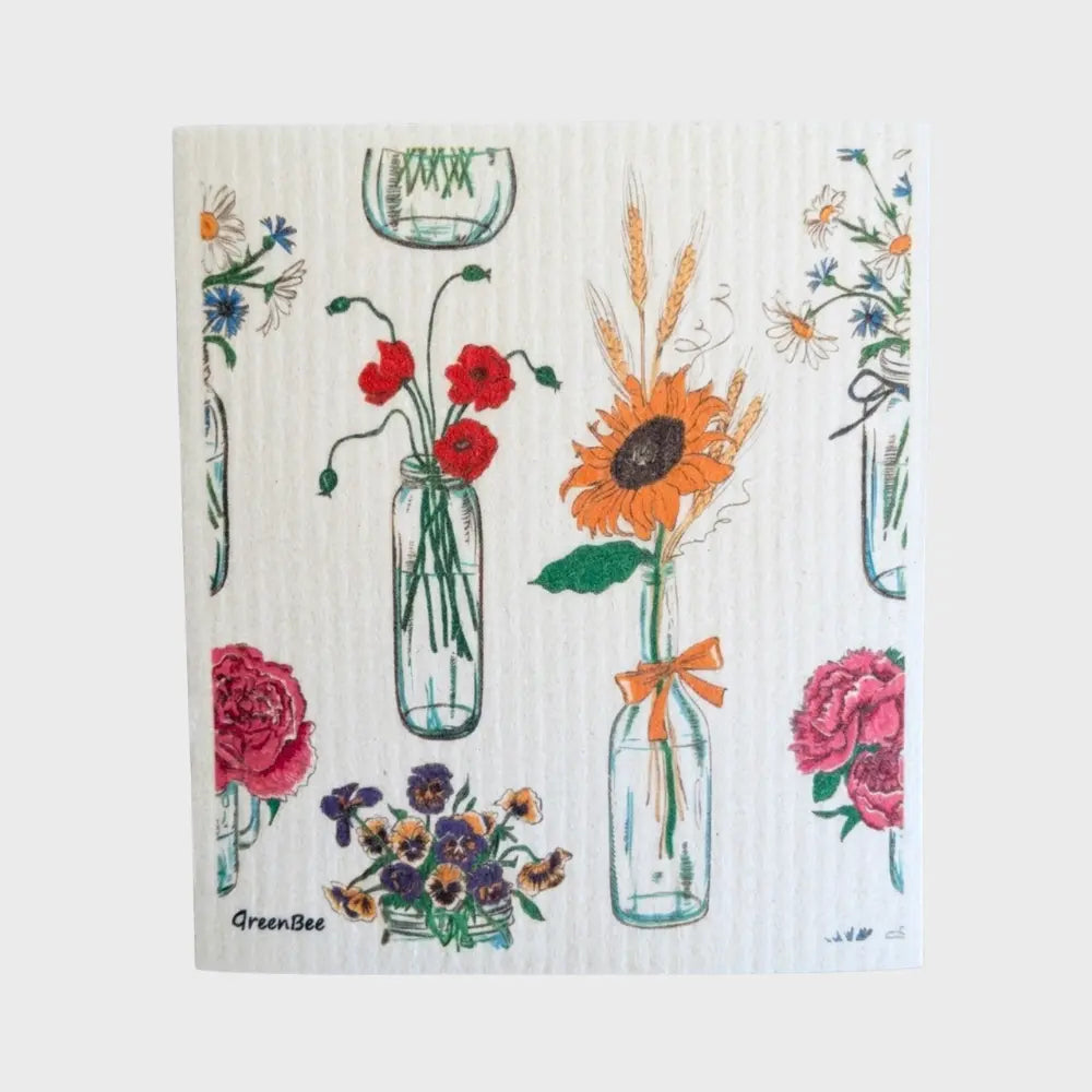Sunflower Vase Swedish Dishcloth | Reusable Paper Towels