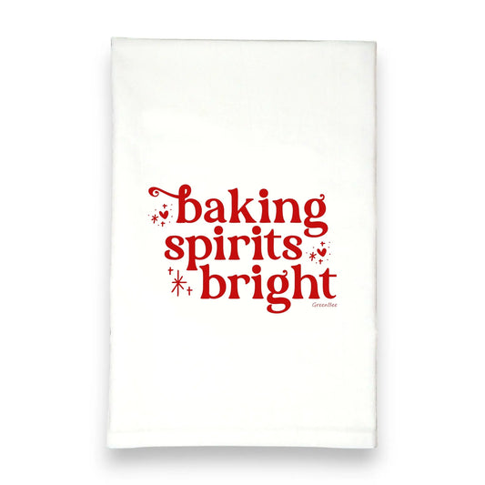 baking spirits bright Christmas Kitchen Towel Green Bee Tea Towels