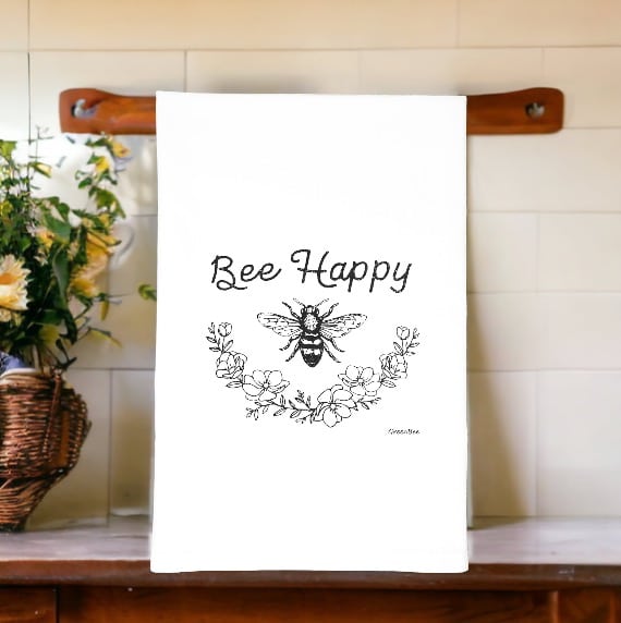 bee happy kitchen tea towels