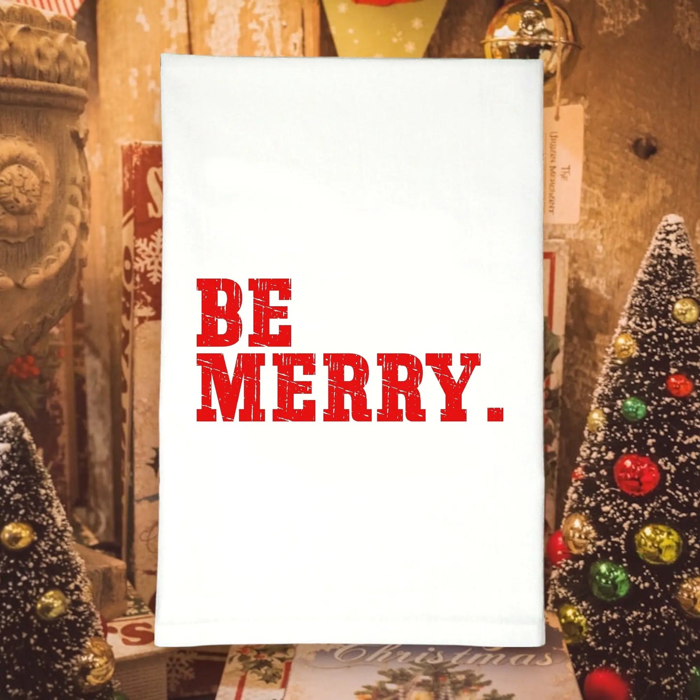 Be Merry Tea Towel Green Bee Tea Towels