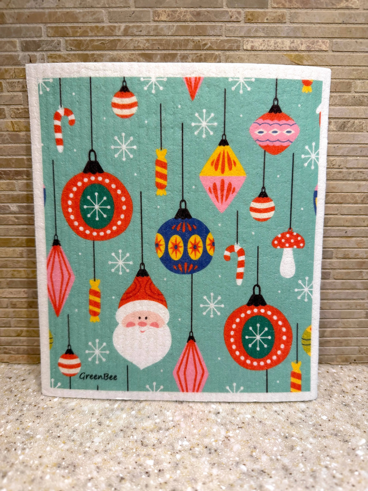 Christmas Ornaments Swedish Dishcloth | Reusable Paper Towel