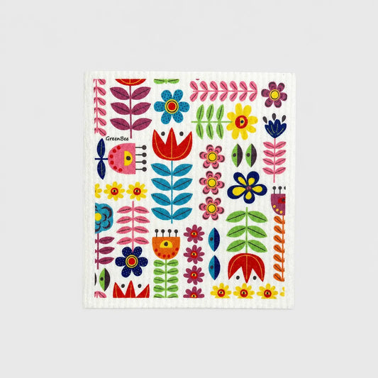Retro Flowers Swedish Dishcloth | Reusable Paper Towel