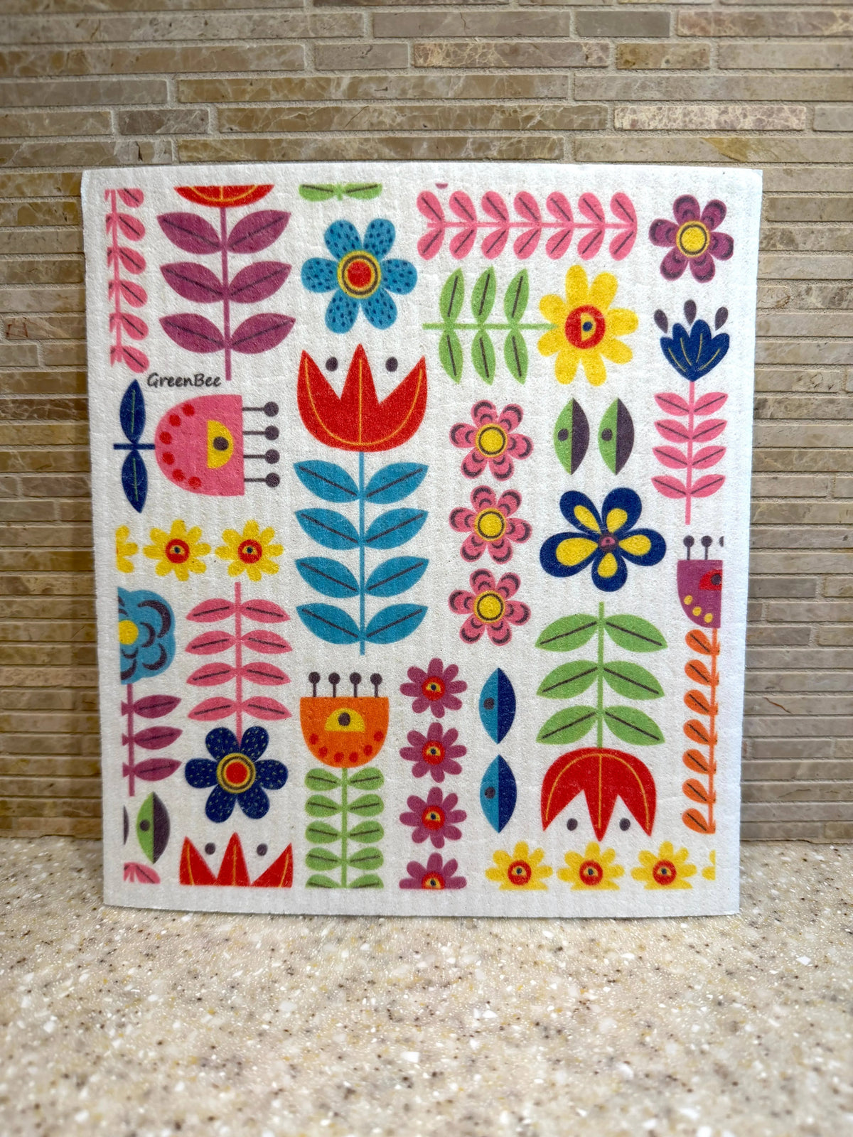 Retro Flowers Swedish Dishcloth | Reusable Paper Towel