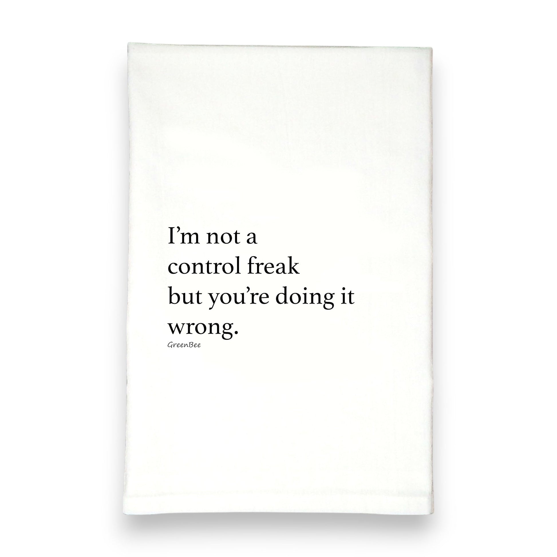 Control Freak Funny Kitchen Towel | Humorous Tea Towel | Cotton Dish Towel Gift Green Bee Tea Towels