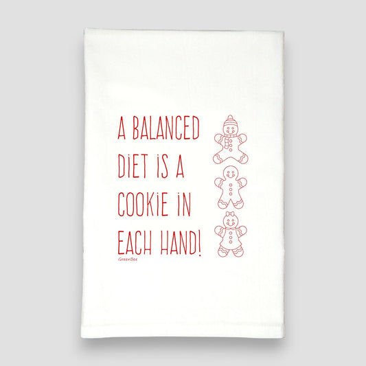 Christmas Cookie Gingerbread Man Tea Towel | Holiday Kitchen Towel | Cotton Dish Towel Green Bee Tea Towels