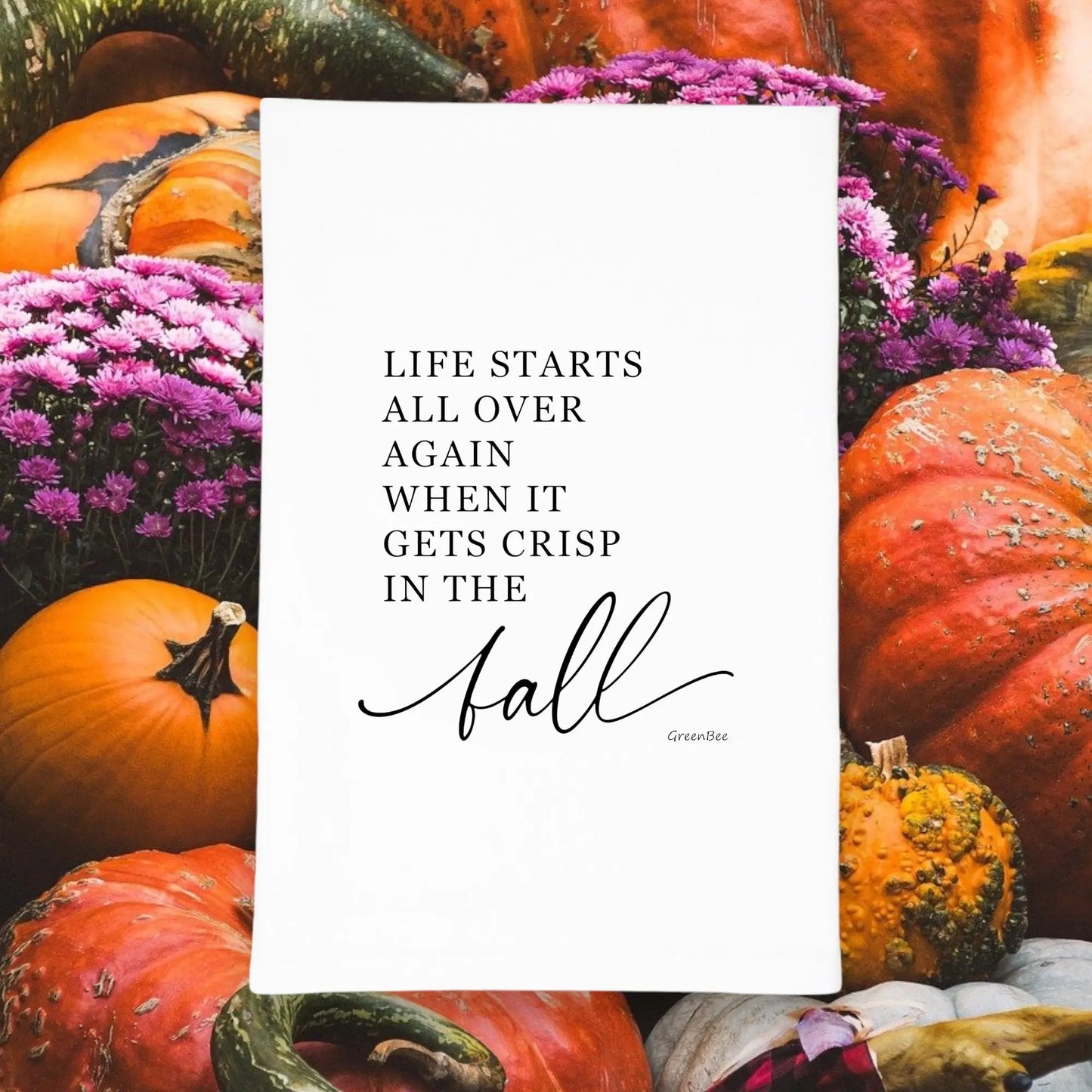 discontinued Crisp Fall Kitchen Towel | Tea Towels | Autumn Dish Towels Green Bee Tea Towels