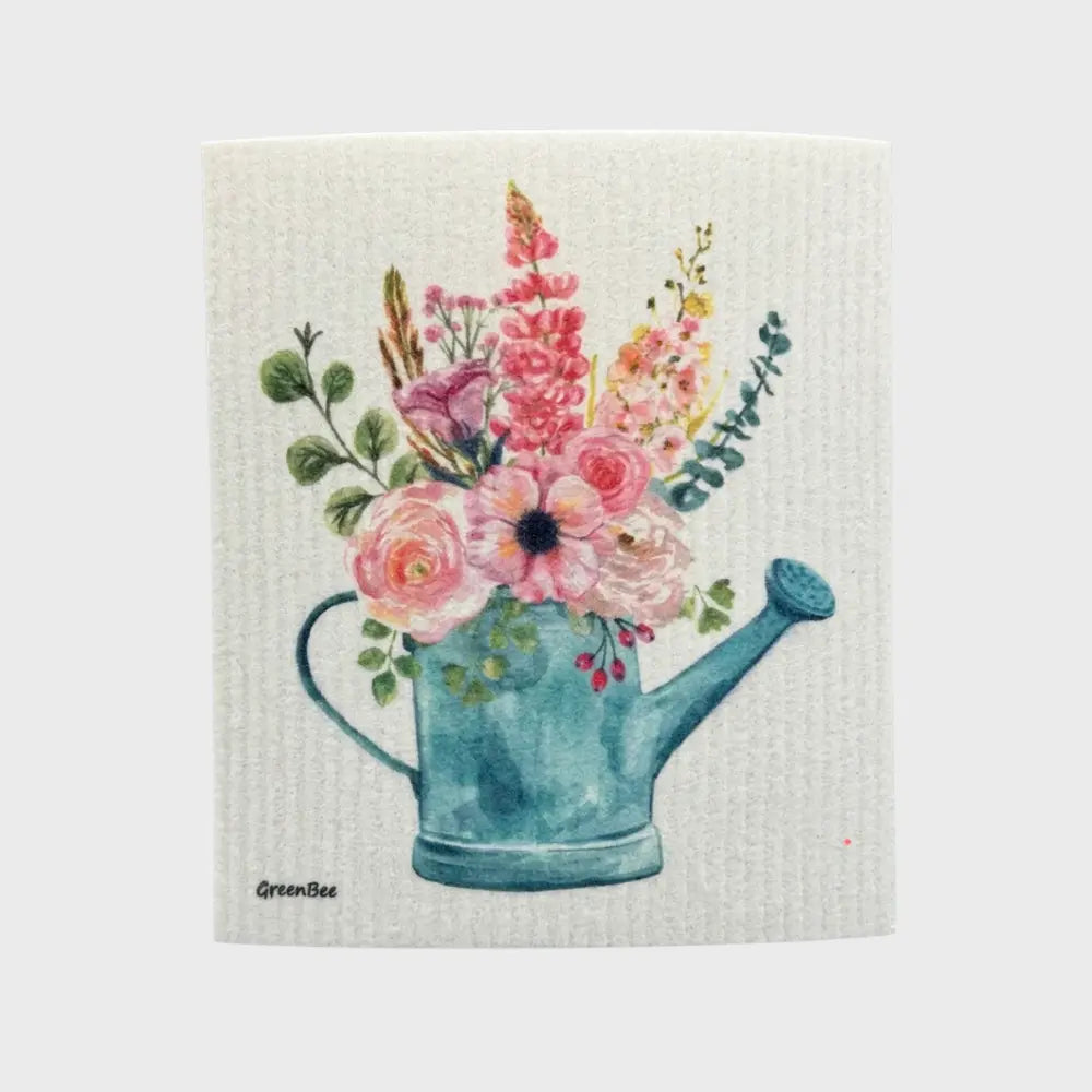 Watering Can Floral Swedish Dishcloth | Reusable Paper Towel