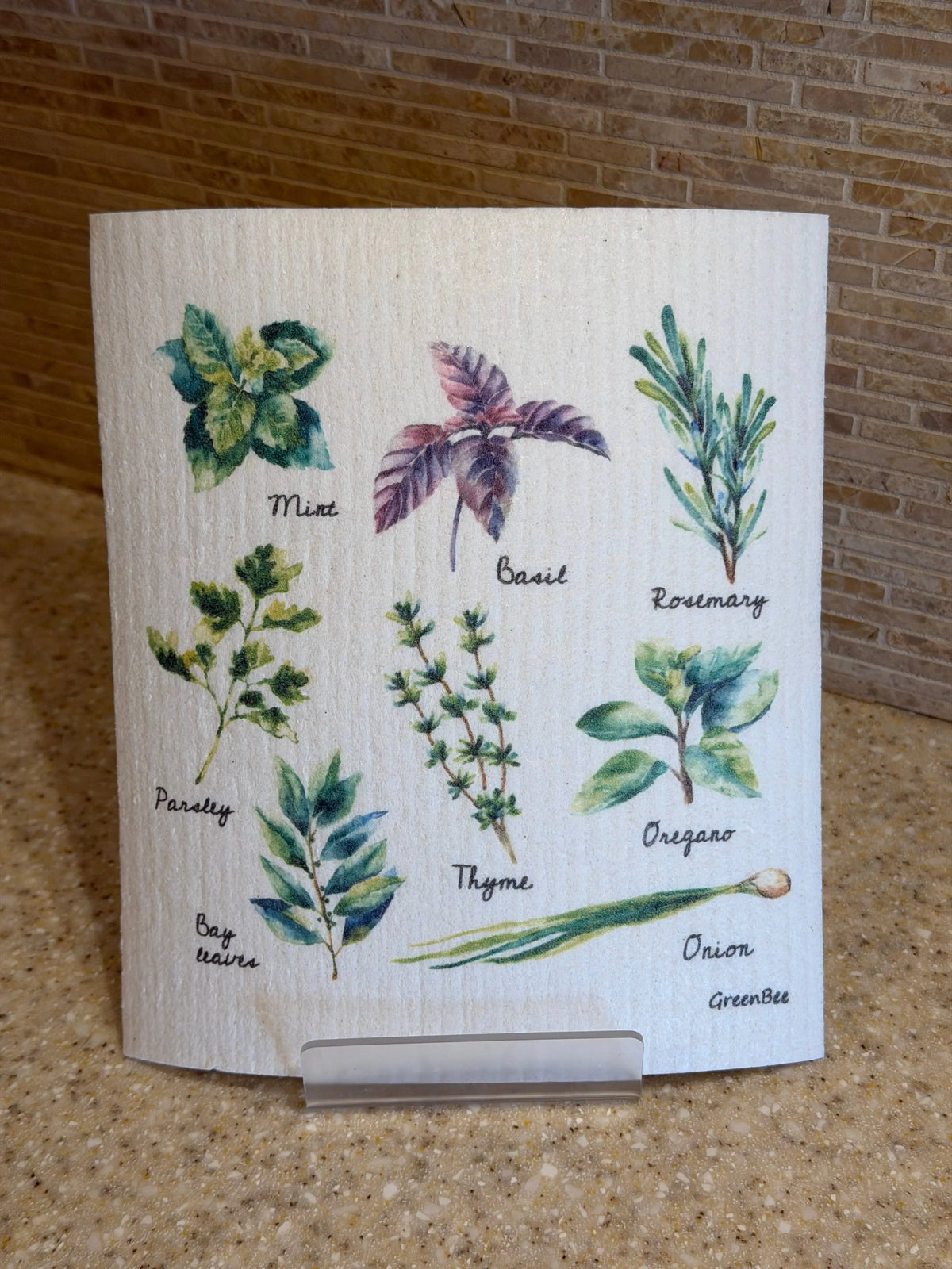 Kitchen Herbs Swedish Dishcloth | Reusable Paper Towels