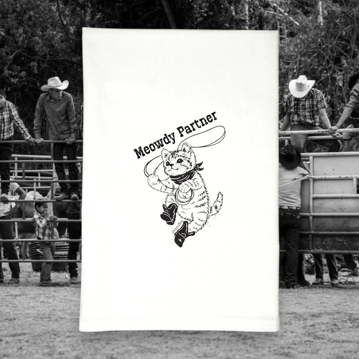 Meowdy Partner Funny Cat Kitchen Towel | Tea Towels | Cowboy