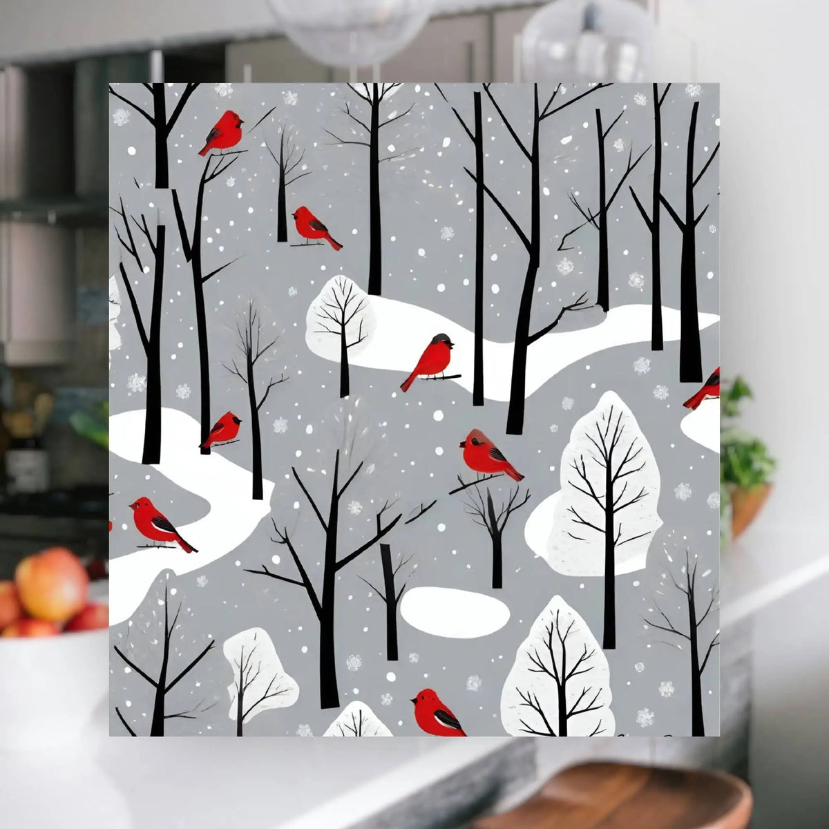 Winter Cardinals Swedish Dishcloth | Reusable Paper Towels