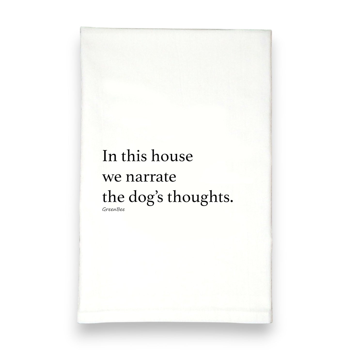 Dog's Thoughts Green Bee Tea Towels