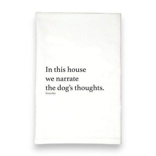 Dog's Thoughts Green Bee Tea Towels