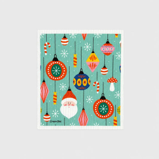 Christmas Ornaments Swedish Dishcloth | Reusable Paper Towel