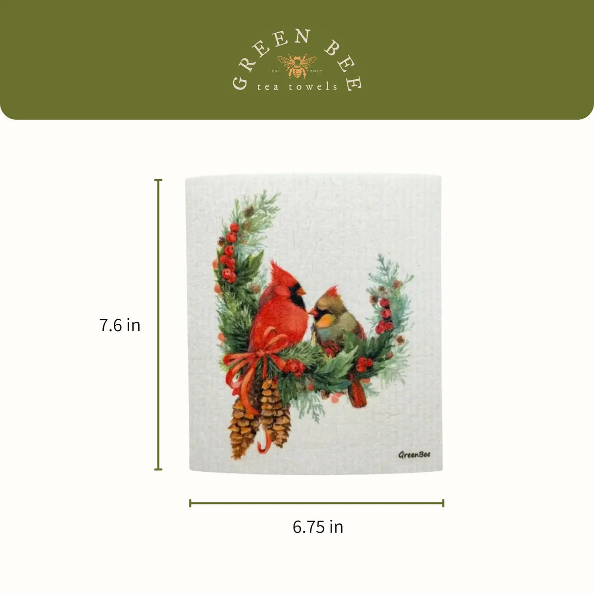 Cardinal Bird Couple Swedish Dishcloth | Sponge Cloth