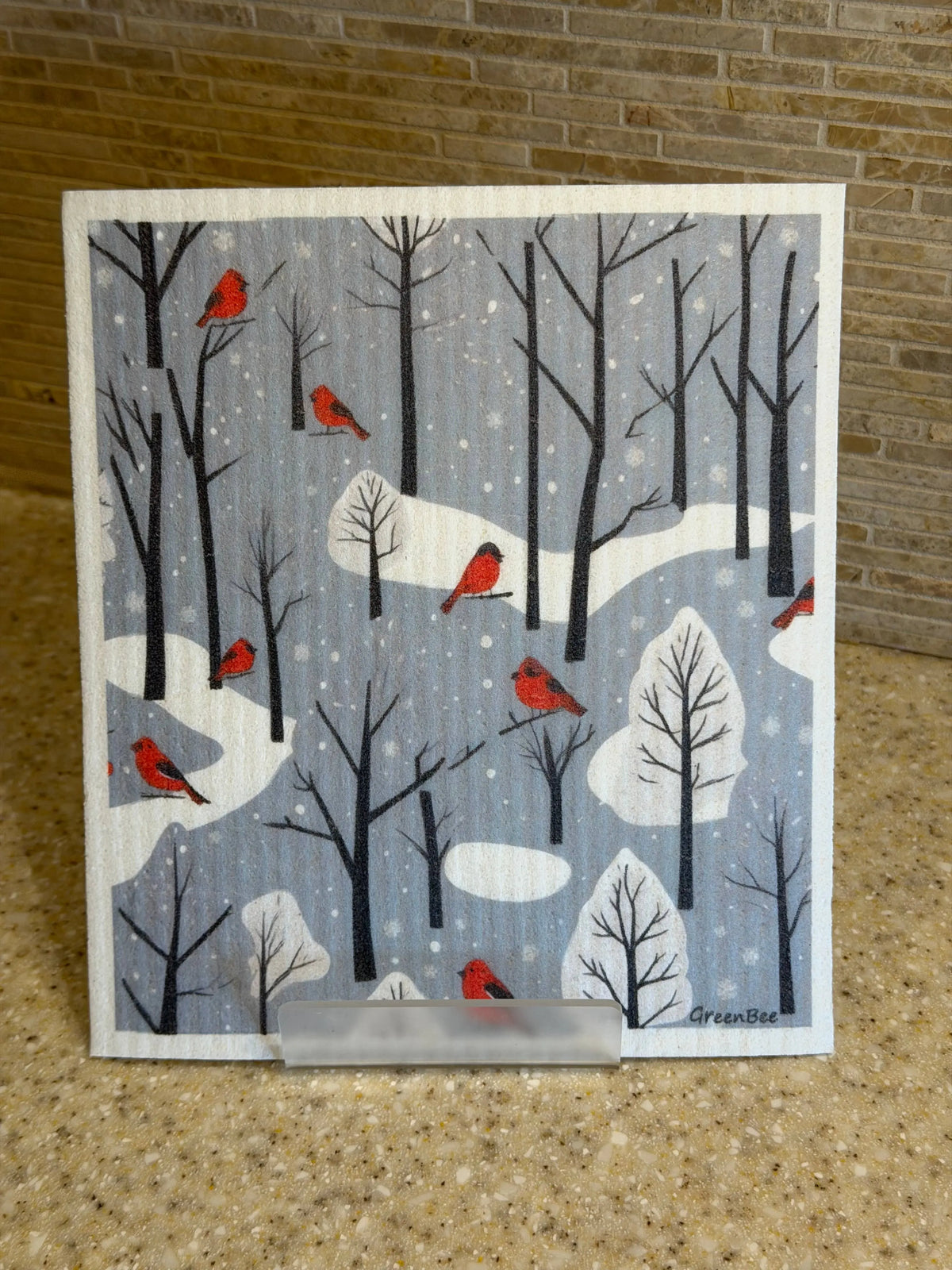 Winter Cardinals Swedish Dishcloth | Reusable Paper Towels