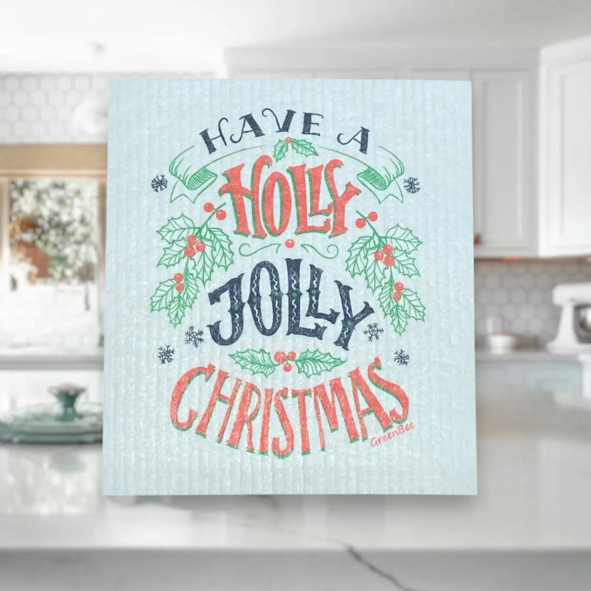 Holly Jolly Swedish Dish Cloth | Reusable Paper Towels