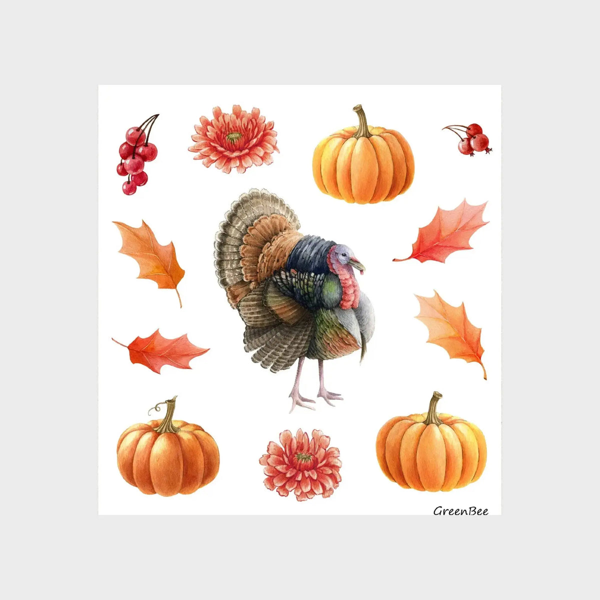 Fall Turkey Swedish Dishcloth | Reusable Paper Towels