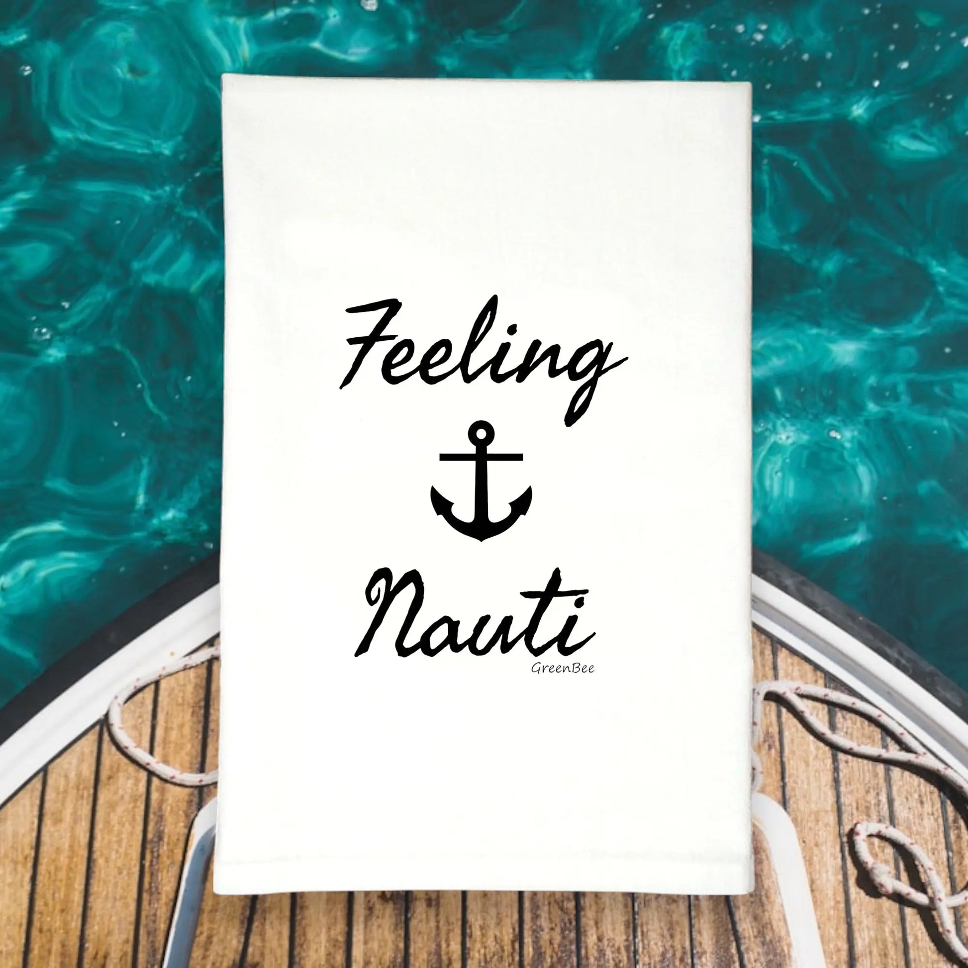Feeling Nauti Flour sack towel Green Bee Tea Towels