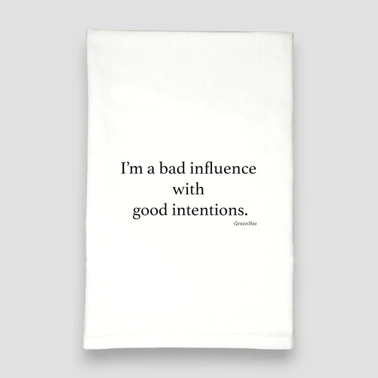 Good Intentions Kitchen Towel | Funny Tea Towel | Cotton Dish Towel Gift Green Bee Tea Towels