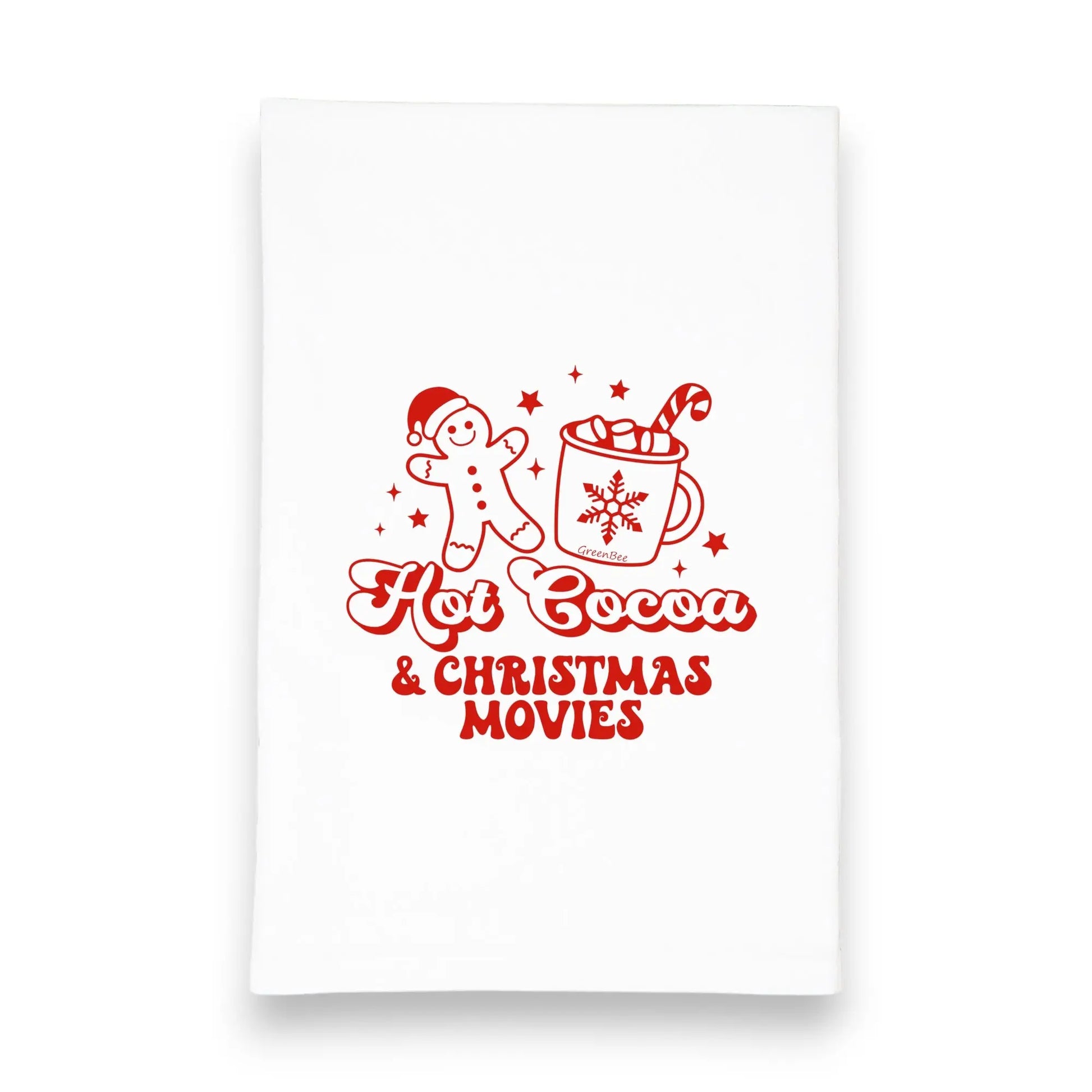 Hot Cocoa & Christmas Movies Kitchen towel, Green Bee Tea Towels