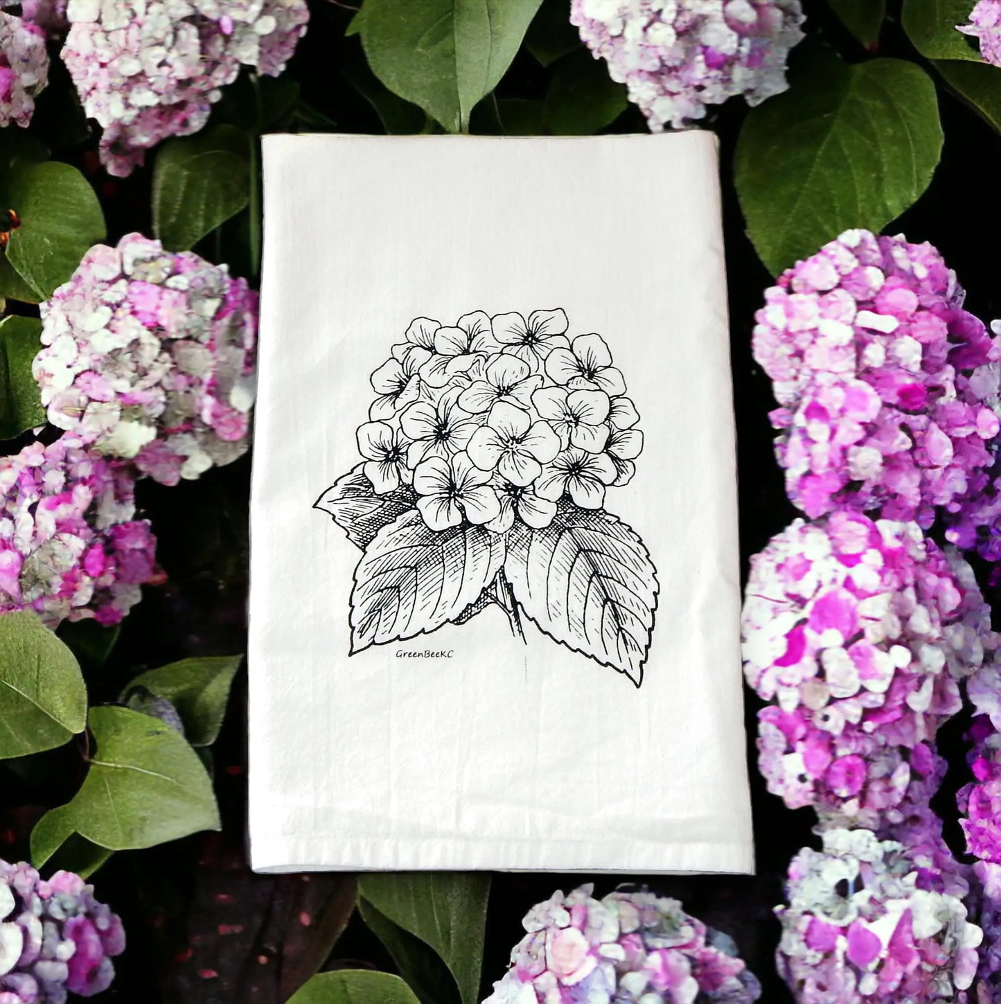 hydrangea kitchen tea towel