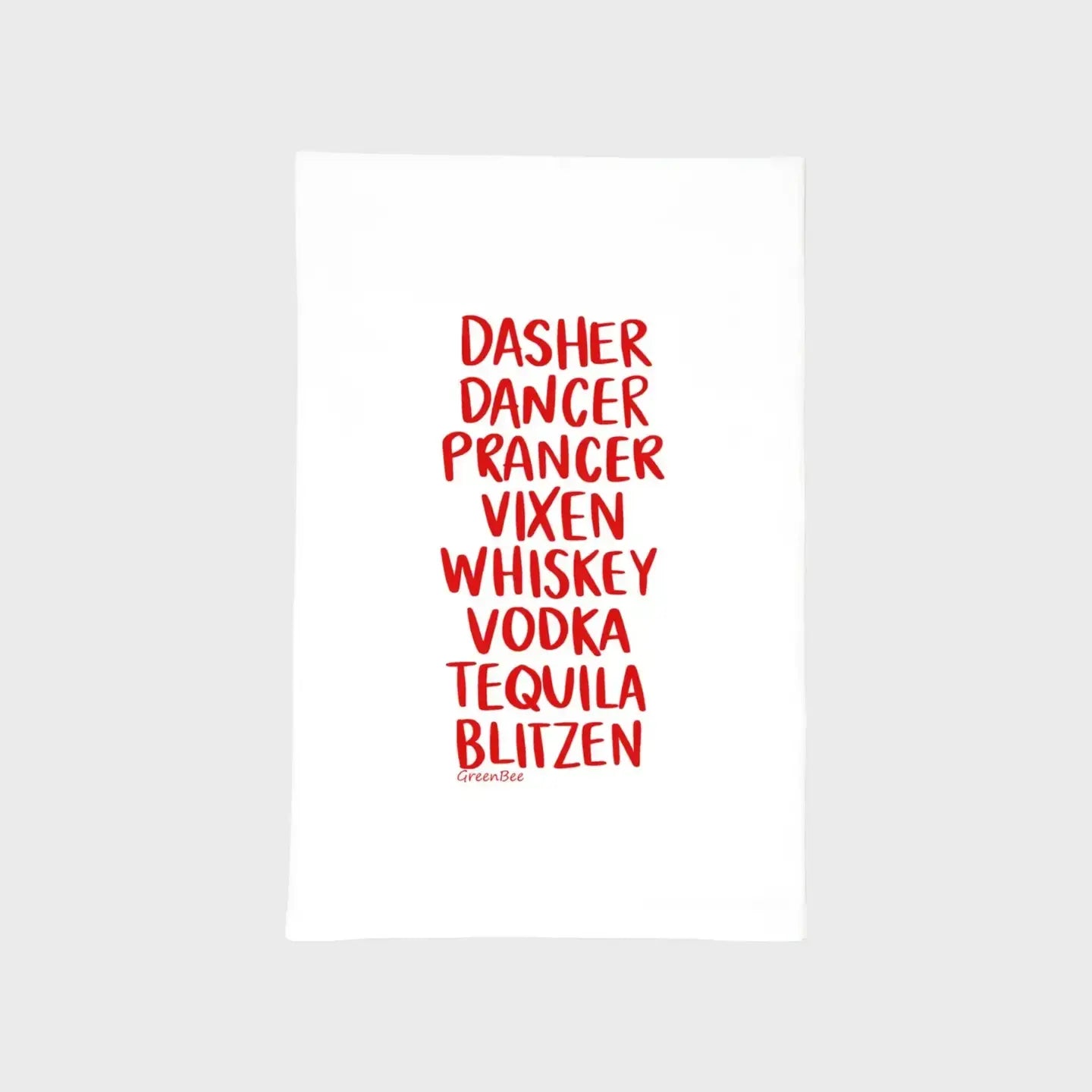 funny drinking reindeer Christmas tea towel kitchen towels green bee tea towels