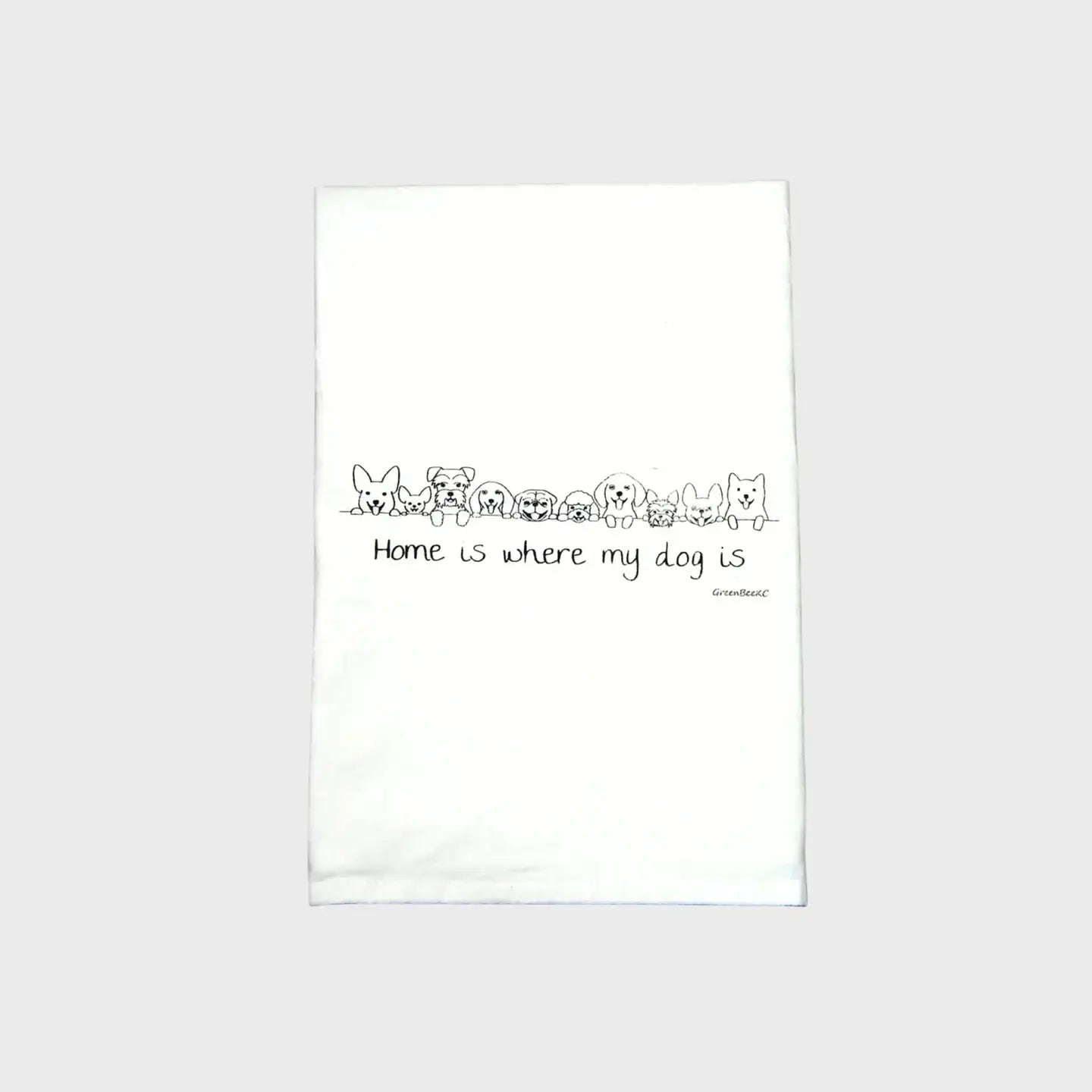 Home Is Where My Dog Is Tea Towel Green Bee Tea Towels