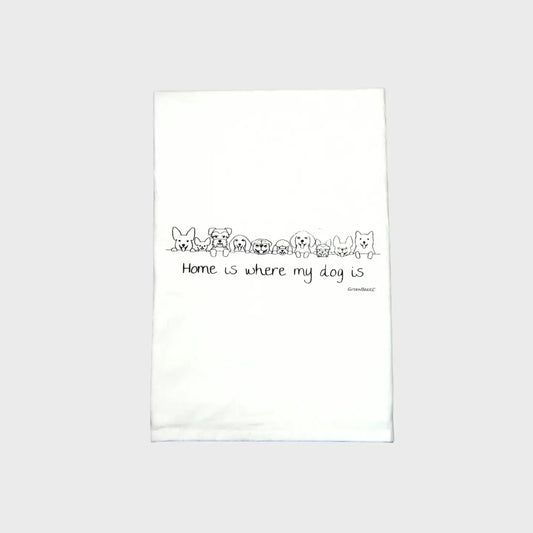 Home Is Where My Dog Is Tea Towel Green Bee Tea Towels