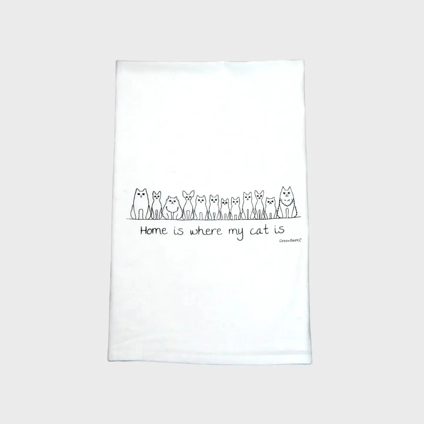 Home Is Where My Cat Is Tea Towel Green Bee Tea Towels