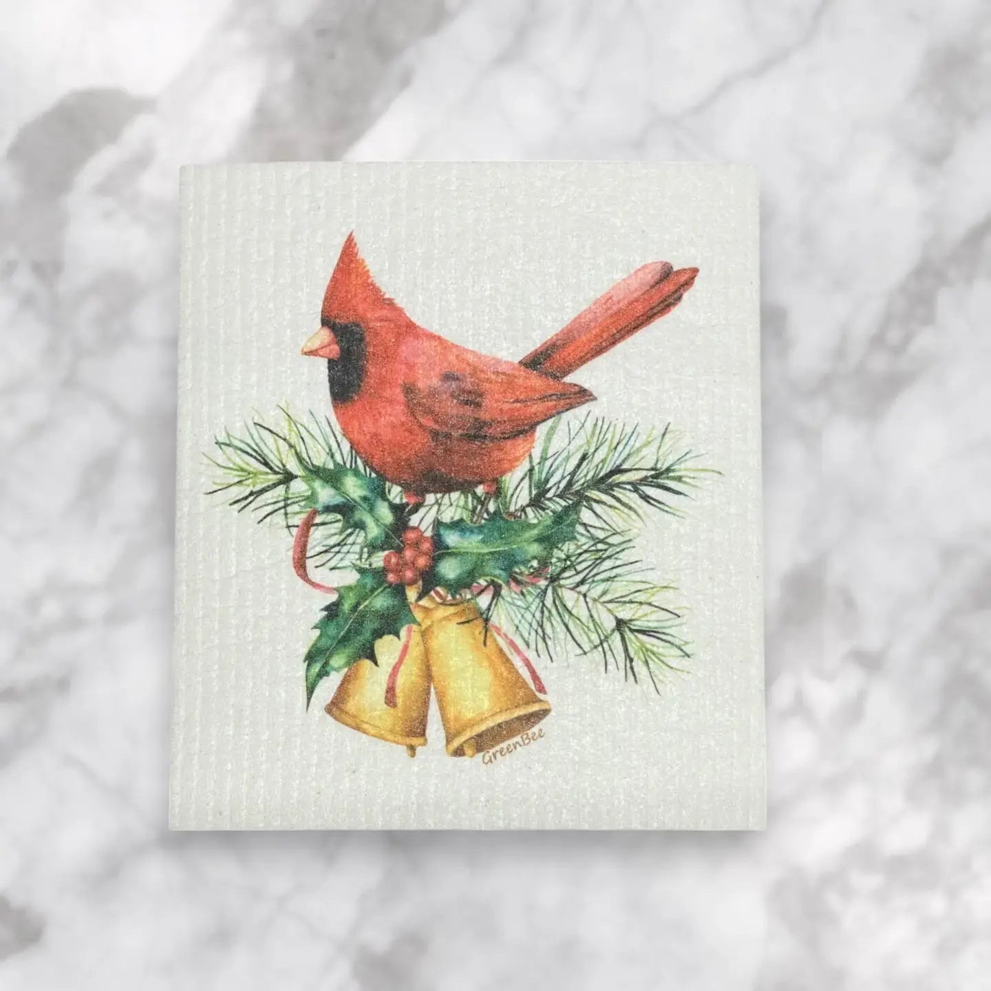 Christmas Cardinal Towel | Kitchen Cloth |Swedish Dish Cloth Green Bee Tea Towels