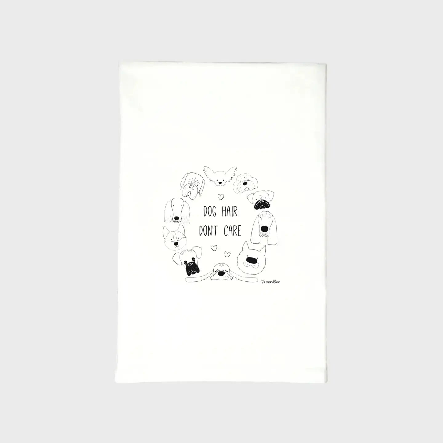 Dog Hair Don't Care Kitchen Towels Green Bee Tea Towels