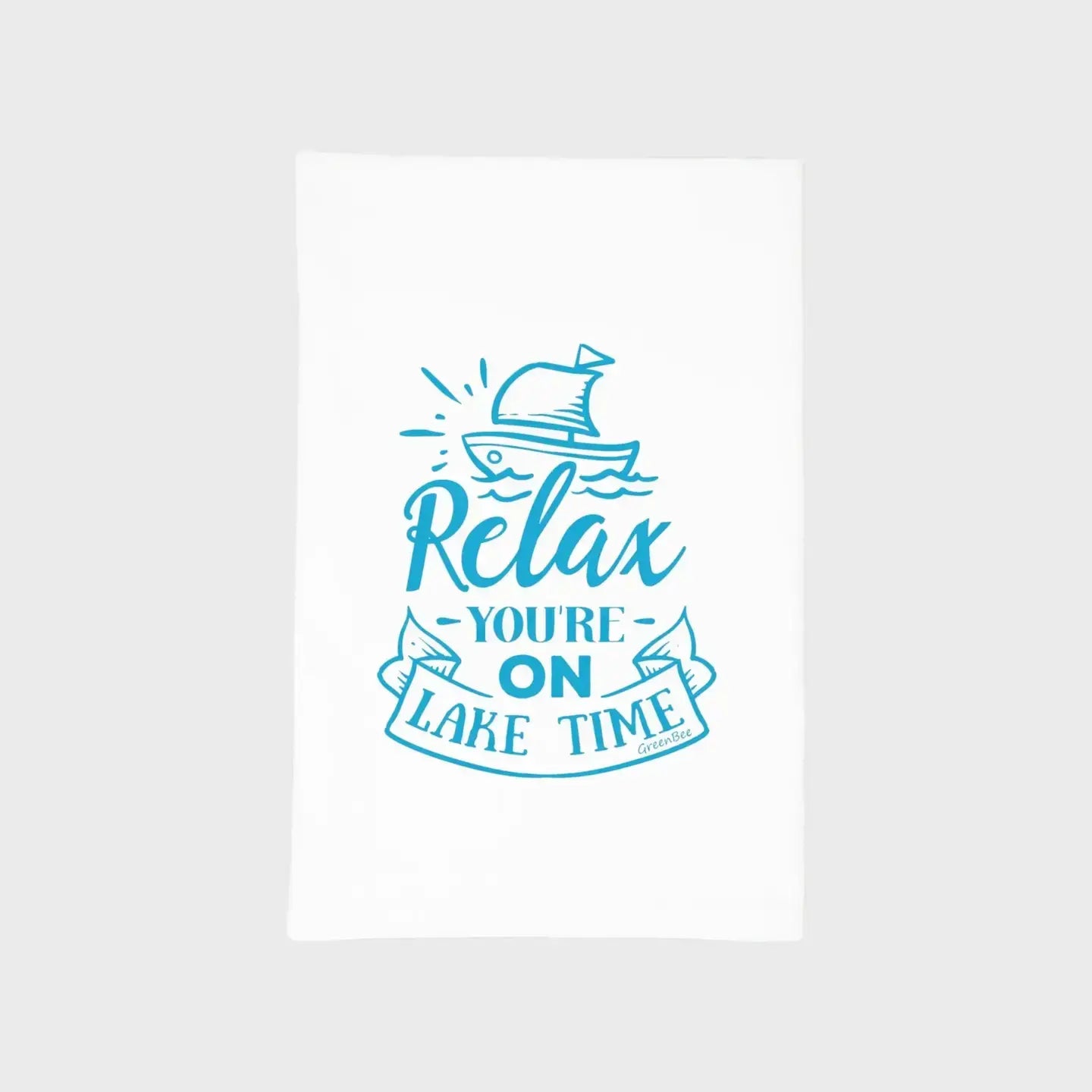 Relax you're on lake time kitchen towels green bee tea towels