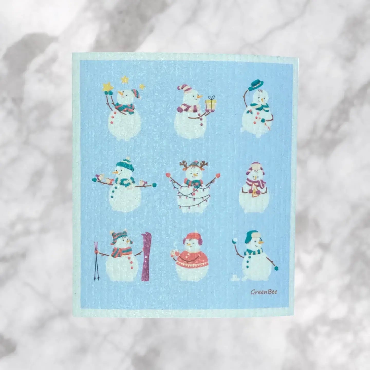Christmas Snowmen Towel | Kitchen Cloth | Swedish Dish Cloth Green Bee Tea Towels