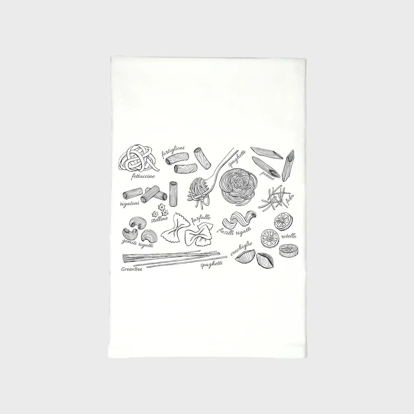 Pasta Shapes Italian Food Kitchen Towel Green Bee Tea Towels 