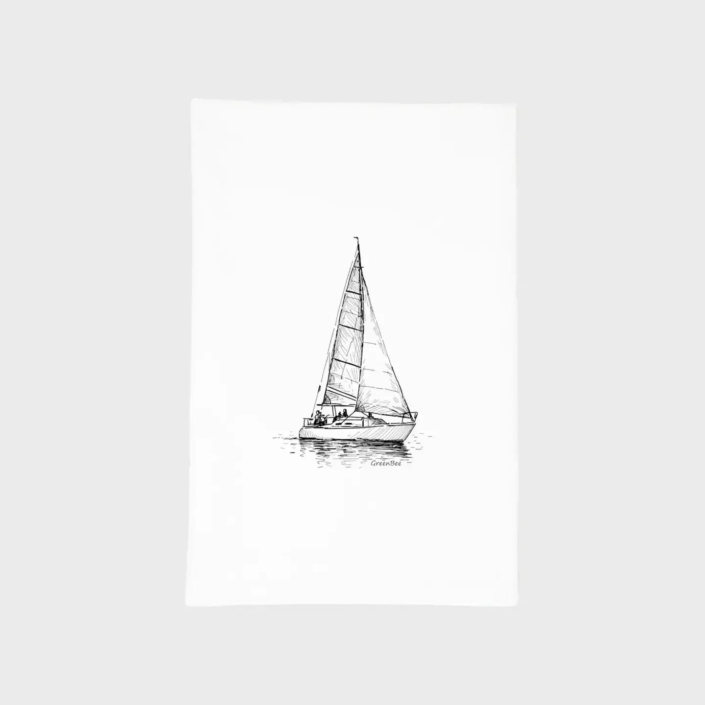 Sailboat Kitchen Towel Green Bee Tea Towels 