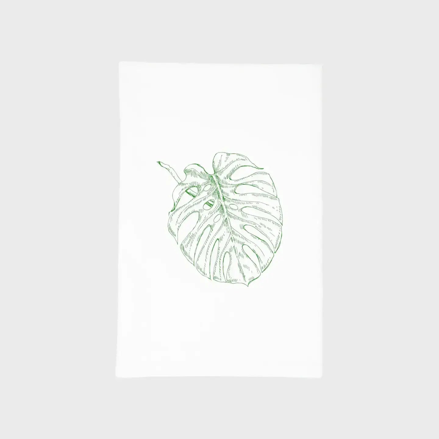 Monster plant leaf kitchen Green Bee Tea Towel