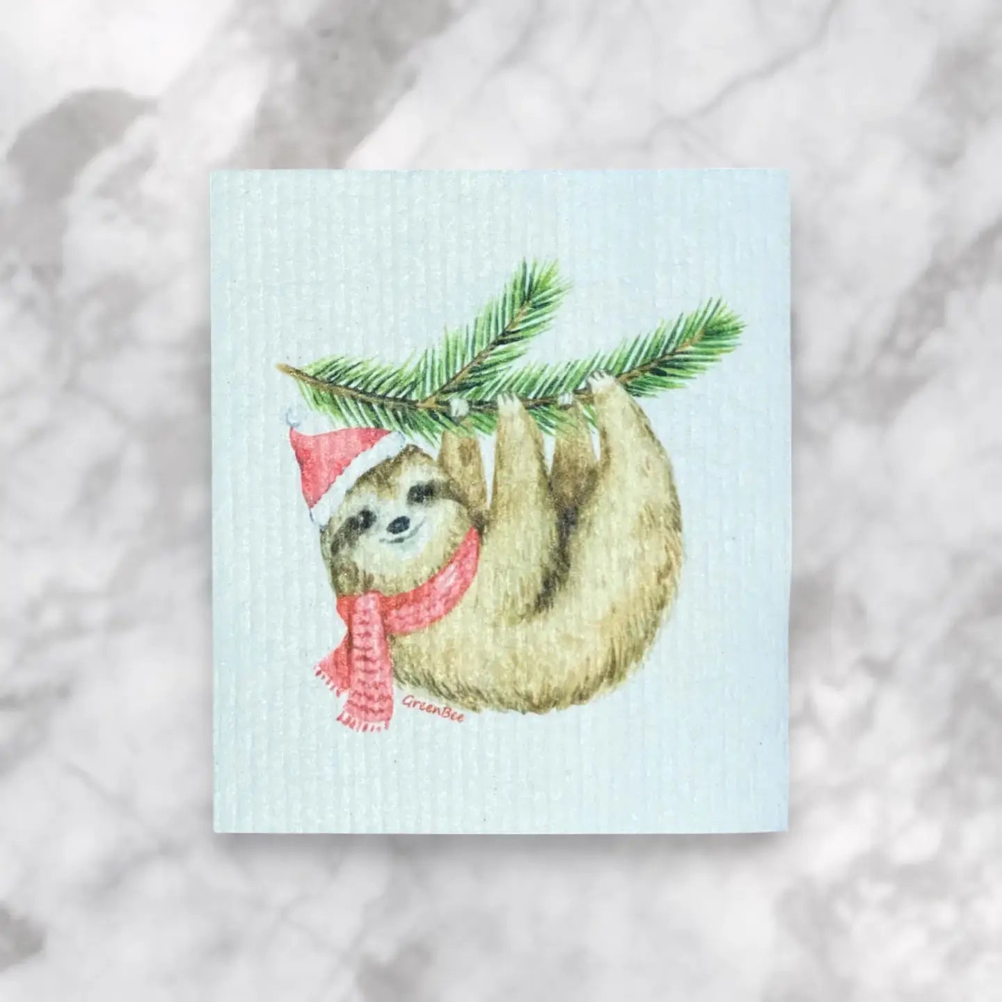 Christmas Sloth Towel | Kitchen Cloth | Swedish Dish Cloth Green Bee Tea Towels