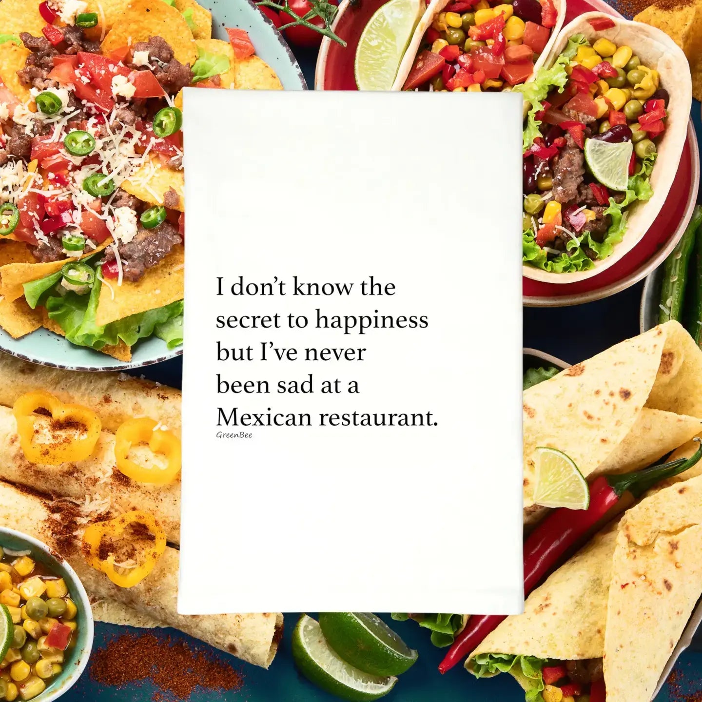 Mexican Restaurant Kitchen Towel | Spicy Food Lover Tea Towel | Cotton Dish Towel Green Bee Tea Towels