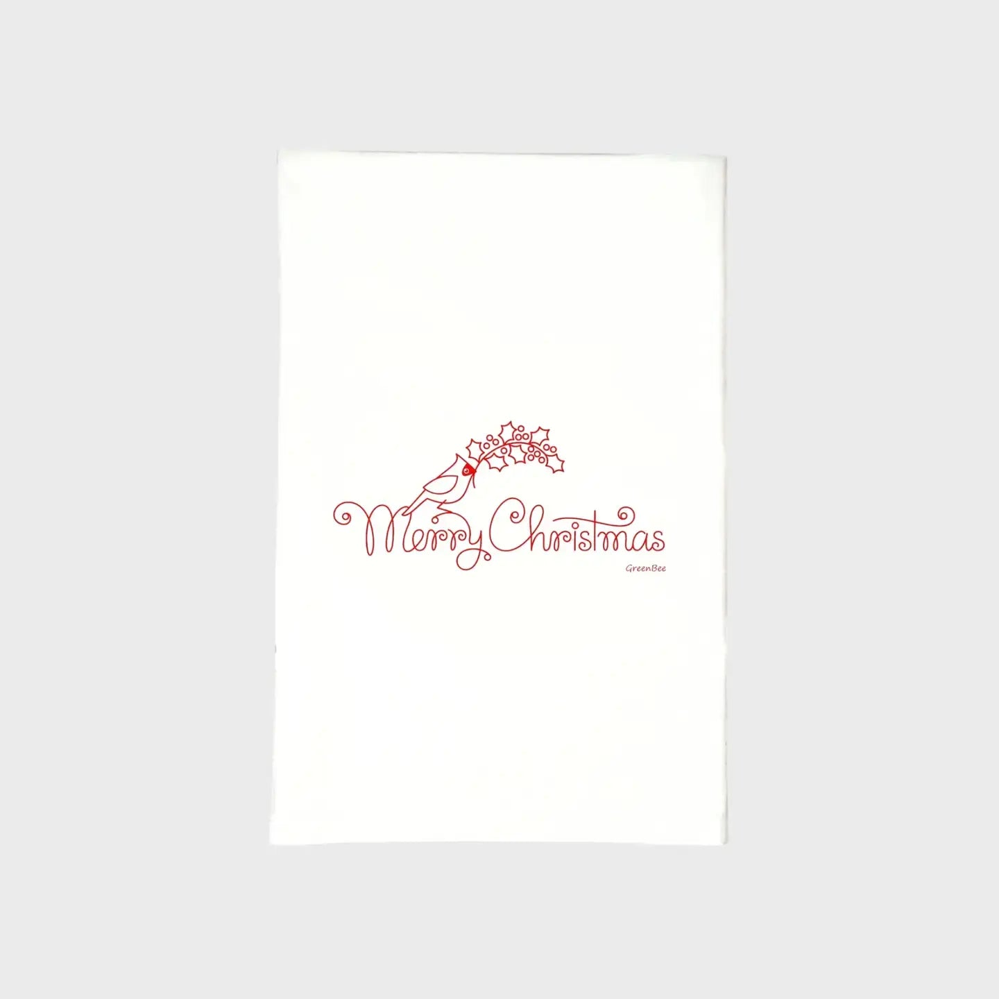 Cardinal Merry Christmas Kitchen Towel Green Bee Tea Towels 