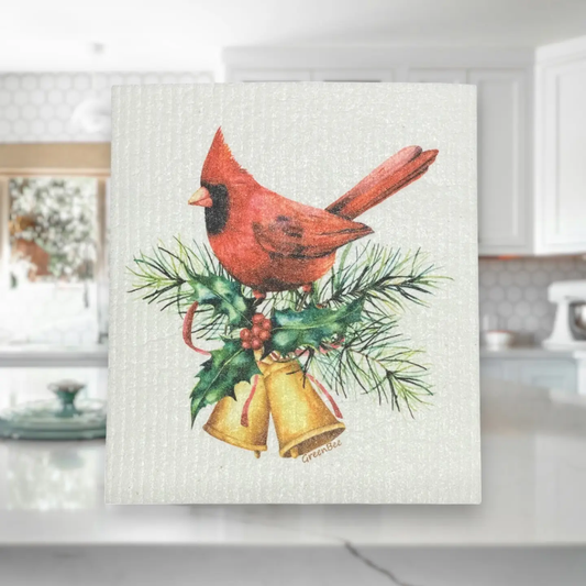 Christmas Cardinal Towel | Kitchen Cloth |Swedish Dish Cloth