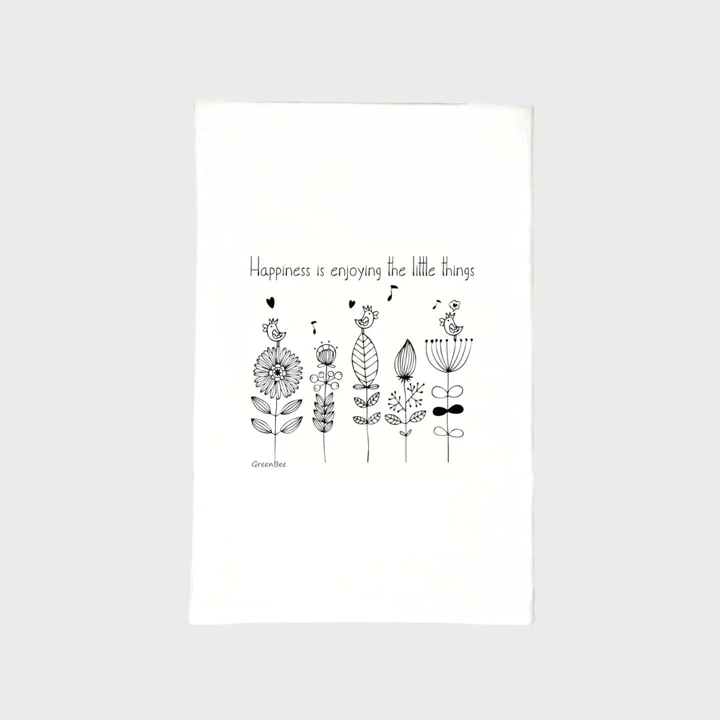 Happiness is enjoying the little things Kitchen Towels Green Bee Tea Towels