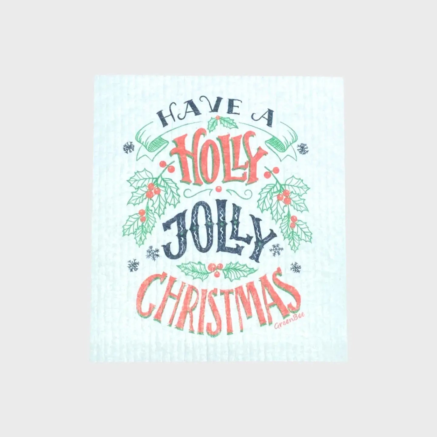 Holly Jolly Towel | Kitchen Cloth | Swedish Dish Cloth Green Bee Tea Towels