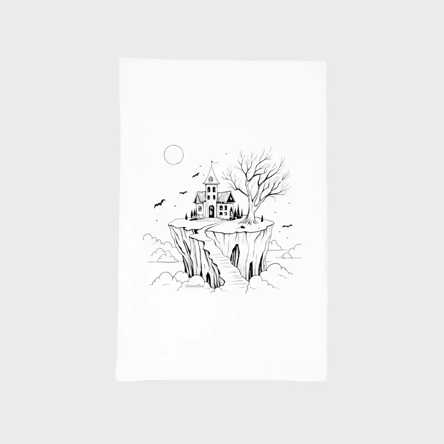 Scary house with bats Kitchen Towel Green Bee Tea Towels 