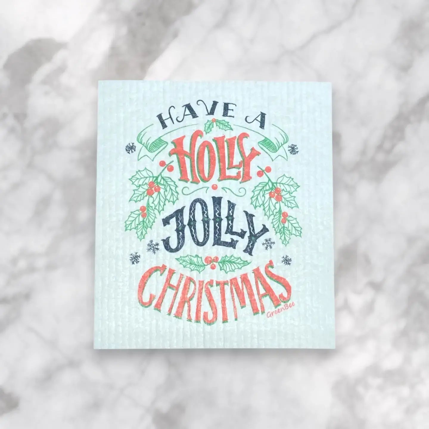Holly Jolly Towel | Kitchen Cloth | Swedish Dish Cloth Green Bee Tea Towels