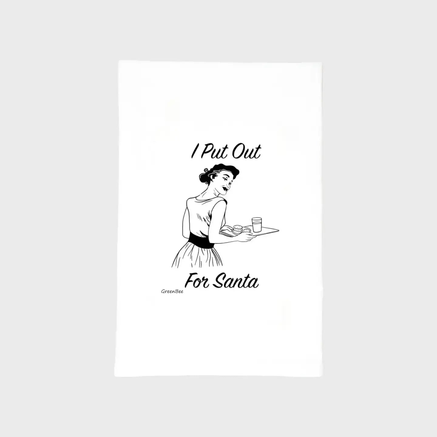 I put out for Santa cookies Christmas Kitchen Towel Green Bee Tea Towels 
